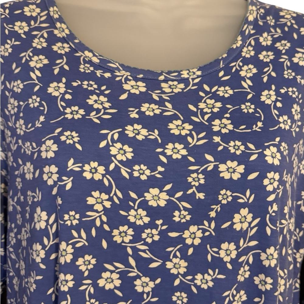 L.L. Bean Navy Floral 3/4 Sleeves Dress MEDIUM/LARGE    #CL - Picture 2 of 8